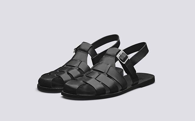 Grenson Quincy Mens Sandals in Black Calf Leather GRS112243